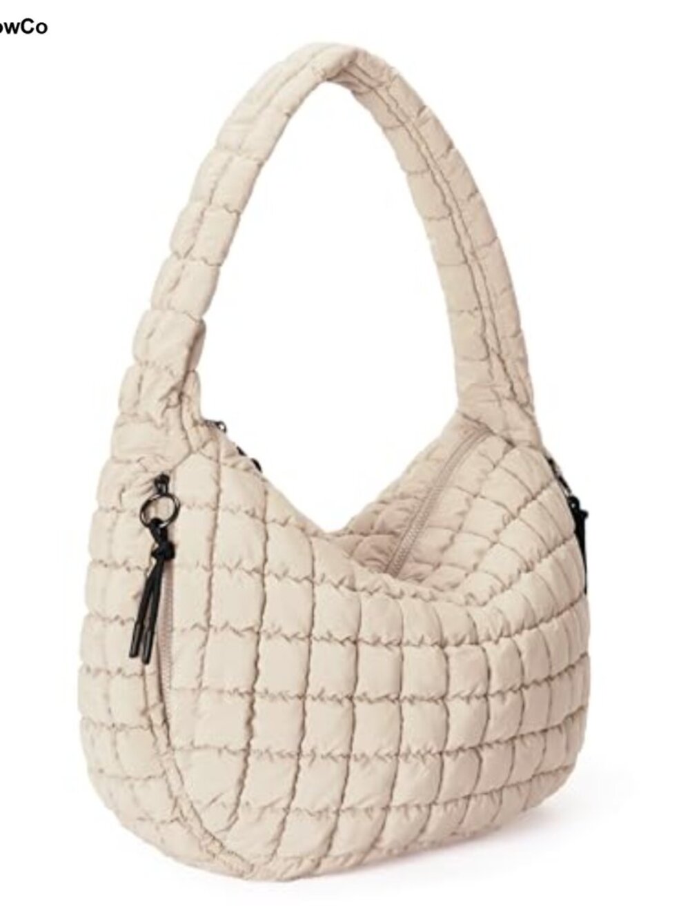 Quilted Puffer Hobo Tote Bag Lightweight Nylon Shoulder Bag with Zipper Pockets